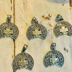 Bundle of 5 vintage solid sterling silver 100% Irish Pendants